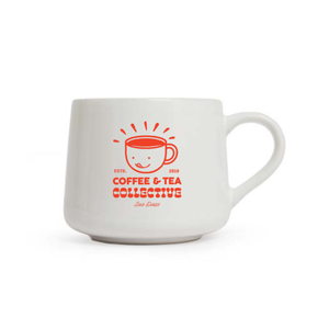 Coffee and Tea Collective. Pal Mug. 12 oz porcelain mug with Coffee and Tea Collective San Diego Established in 2010. Red logo on white mug.  