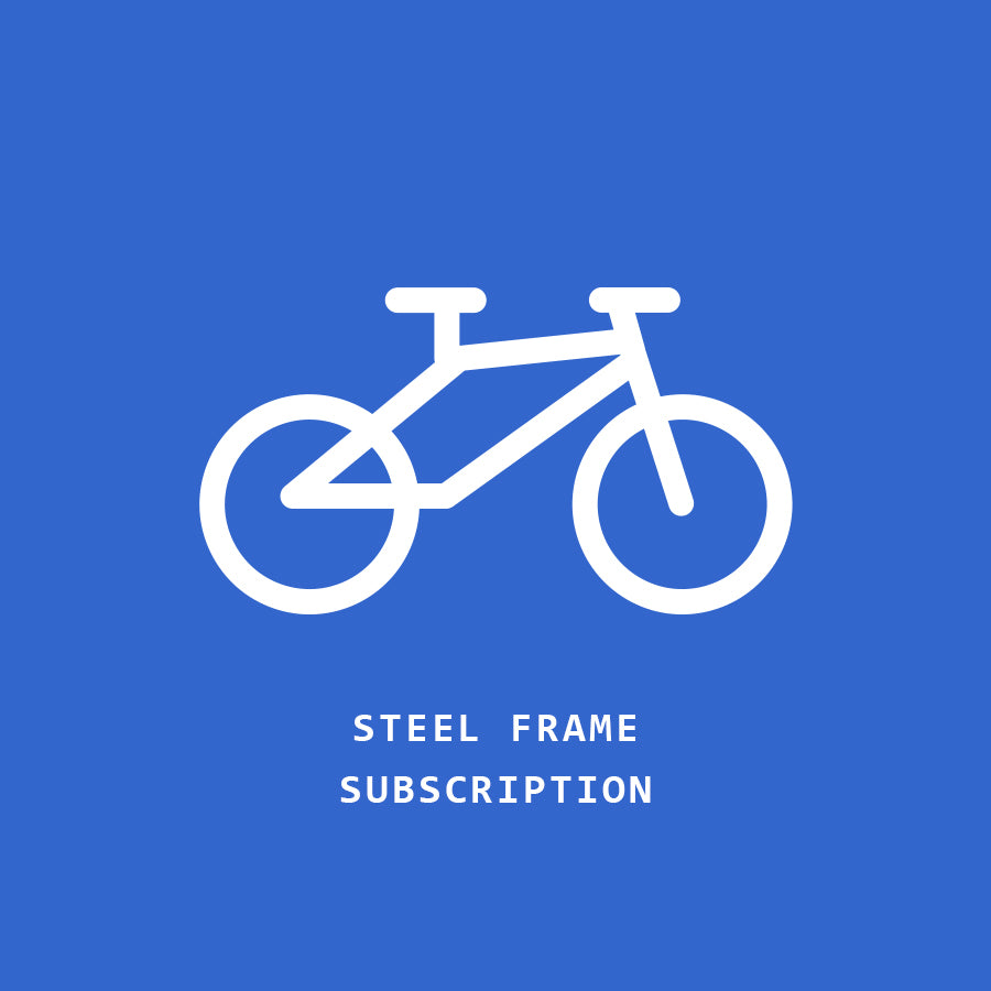 Text logo of Steel Frame coffee subscription for Coffee and Tea Collective with bicycle logo